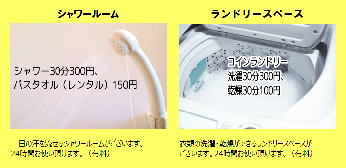 インターネットルームHITOTOKI(旧：まんが喫茶ひととき)のシャワー＆コインランドリー＆乾燥機