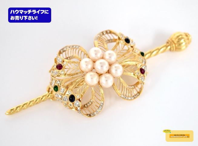 K18金製マジェステ (ダイヤモンド・ルビー・エメラルド・サファイア・パール)棒差しかんざし お買い取り!